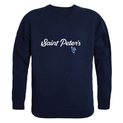 Saint-Peter's-University-Peacocks-Script-Fleece-Crewneck-Pullover-Sweatshirt