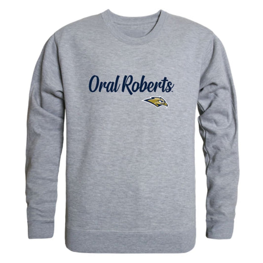 Oral-Roberts-University-Golden-Eagles-Script-Fleece-Crewneck-Pullover-Sweatshirt
