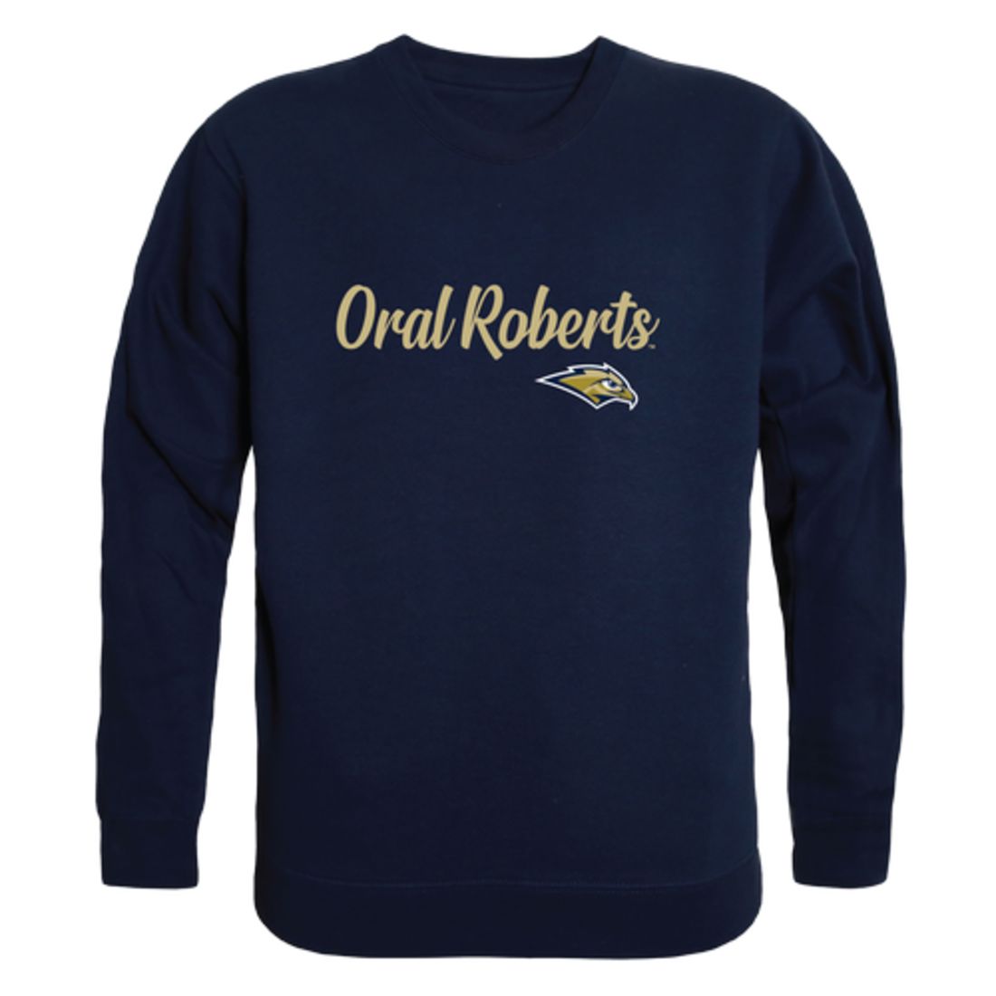 Oral-Roberts-University-Golden-Eagles-Script-Fleece-Crewneck-Pullover-Sweatshirt