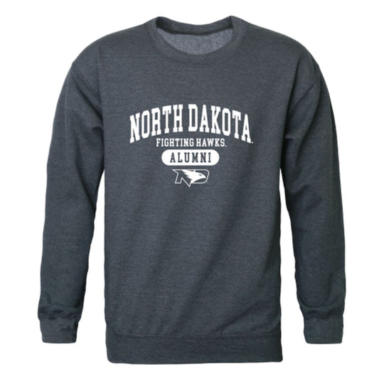 UND University of North Dakota Fighting Hawks Alumni Fleece Crewneck Pullover Sweatshirt Heather Charcoal-Campus-Wardrobe
