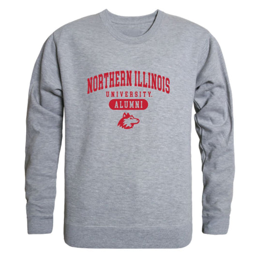 NIU Northern Illinois University Huskies Alumni Fleece Crewneck Pullover Sweatshirt Heather Gray-Campus-Wardrobe