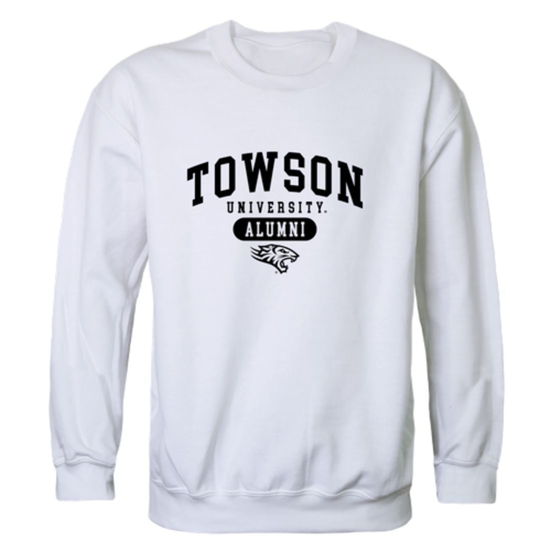 TU Towson University Tigers Alumni Fleece Crewneck Pullover Sweatshirt Black-Campus-Wardrobe