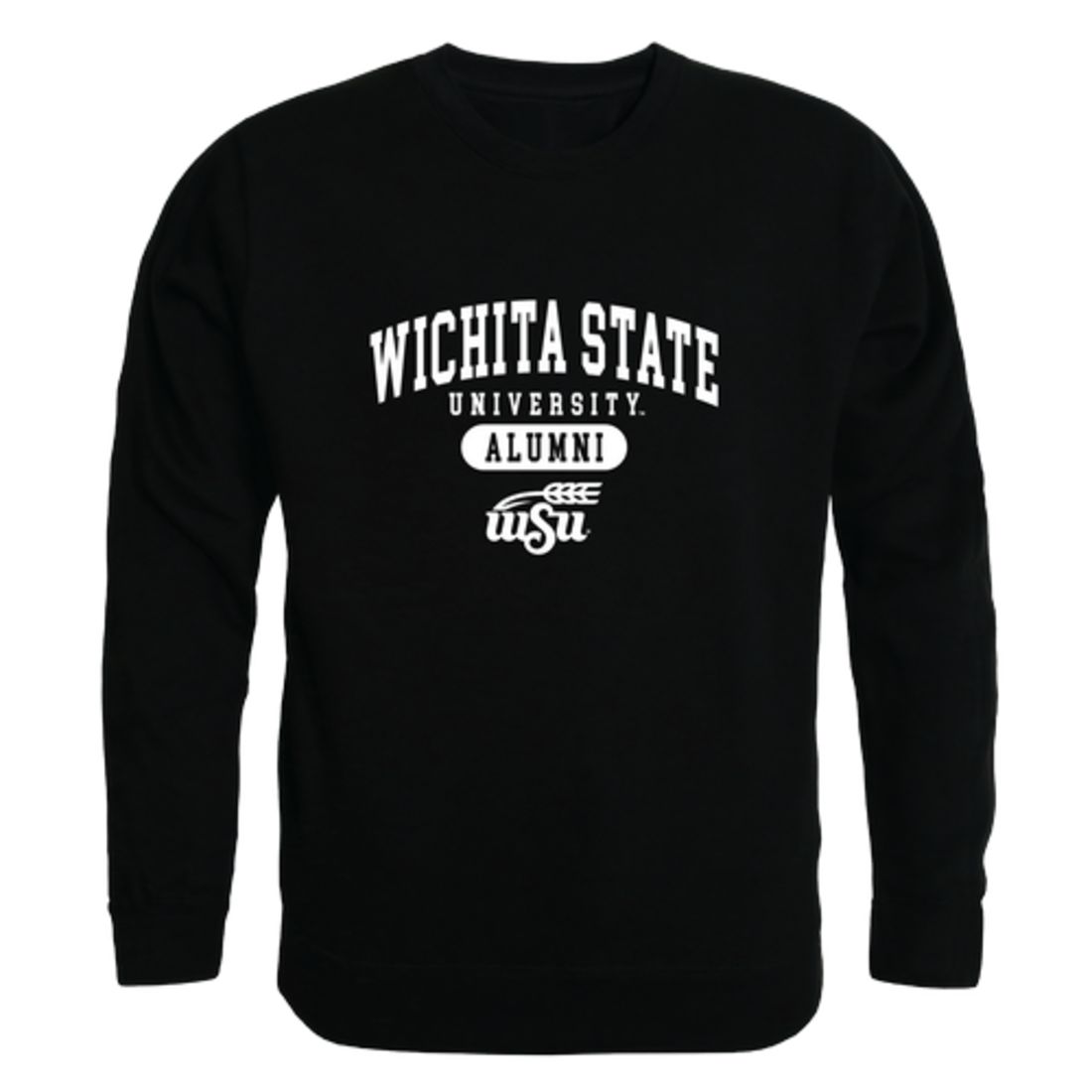 WSU Wichita State University Shockers Alumni Fleece Crewneck Pullover Sweatshirt Black-Campus-Wardrobe