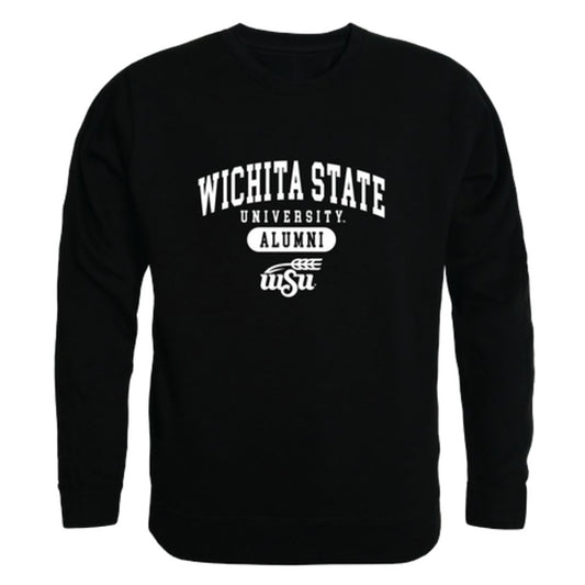 WSU Wichita State University Shockers Alumni Fleece Crewneck Pullover Sweatshirt Black-Campus-Wardrobe