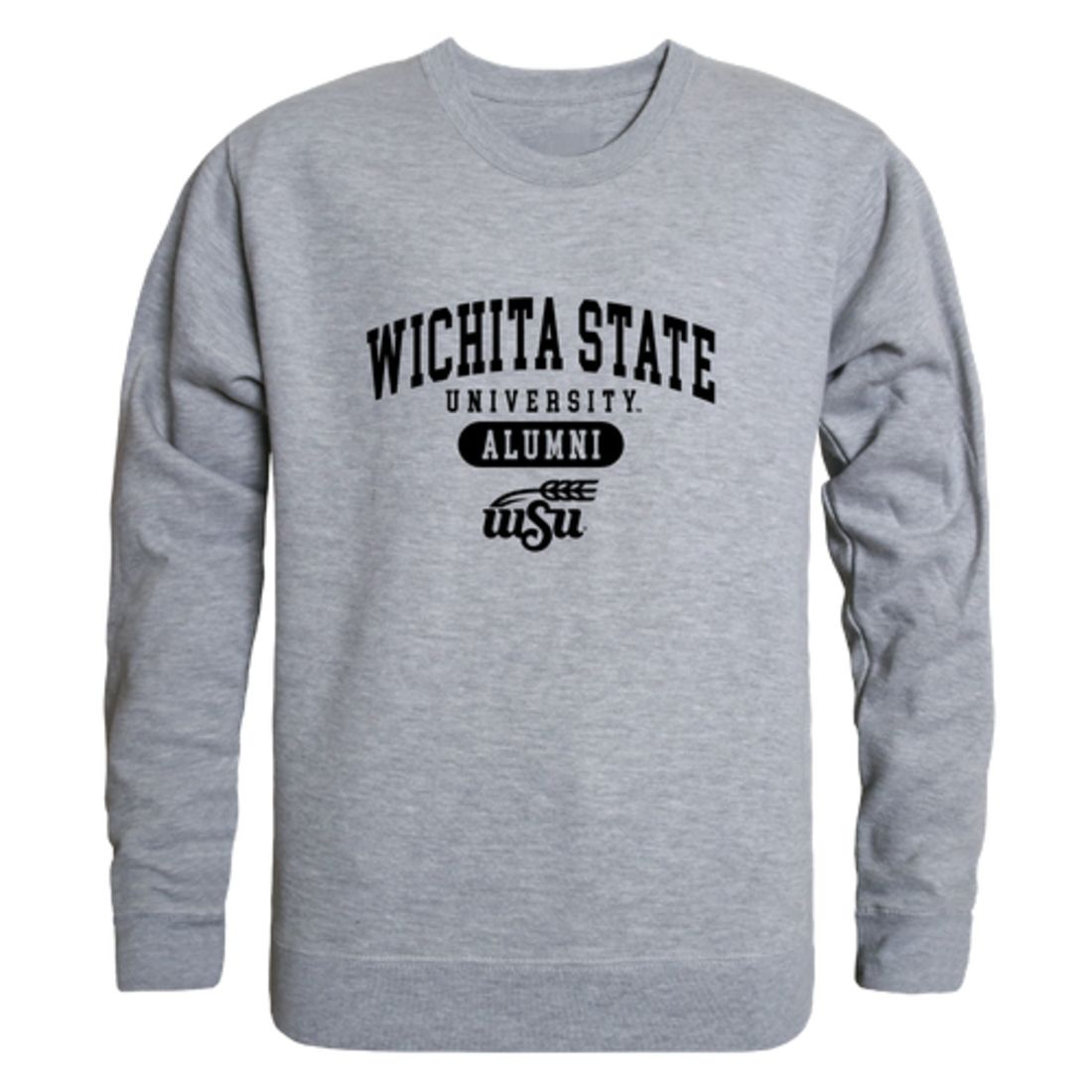 WSU Wichita State University Shockers Alumni Fleece Crewneck Pullover Sweatshirt Black-Campus-Wardrobe