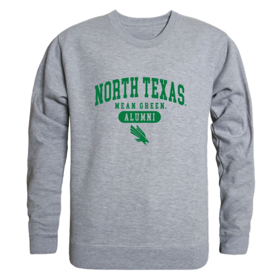 UNT University of North Texas Mean Green Alumni Fleece Crewneck Pullover Sweatshirt Heather Charcoal-Campus-Wardrobe