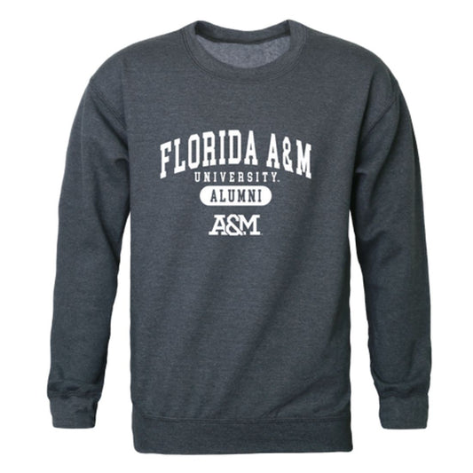 FAMU Florida A&M University Rattlers Alumni Fleece Crewneck Pullover Sweatshirt Heather Charcoal-Campus-Wardrobe