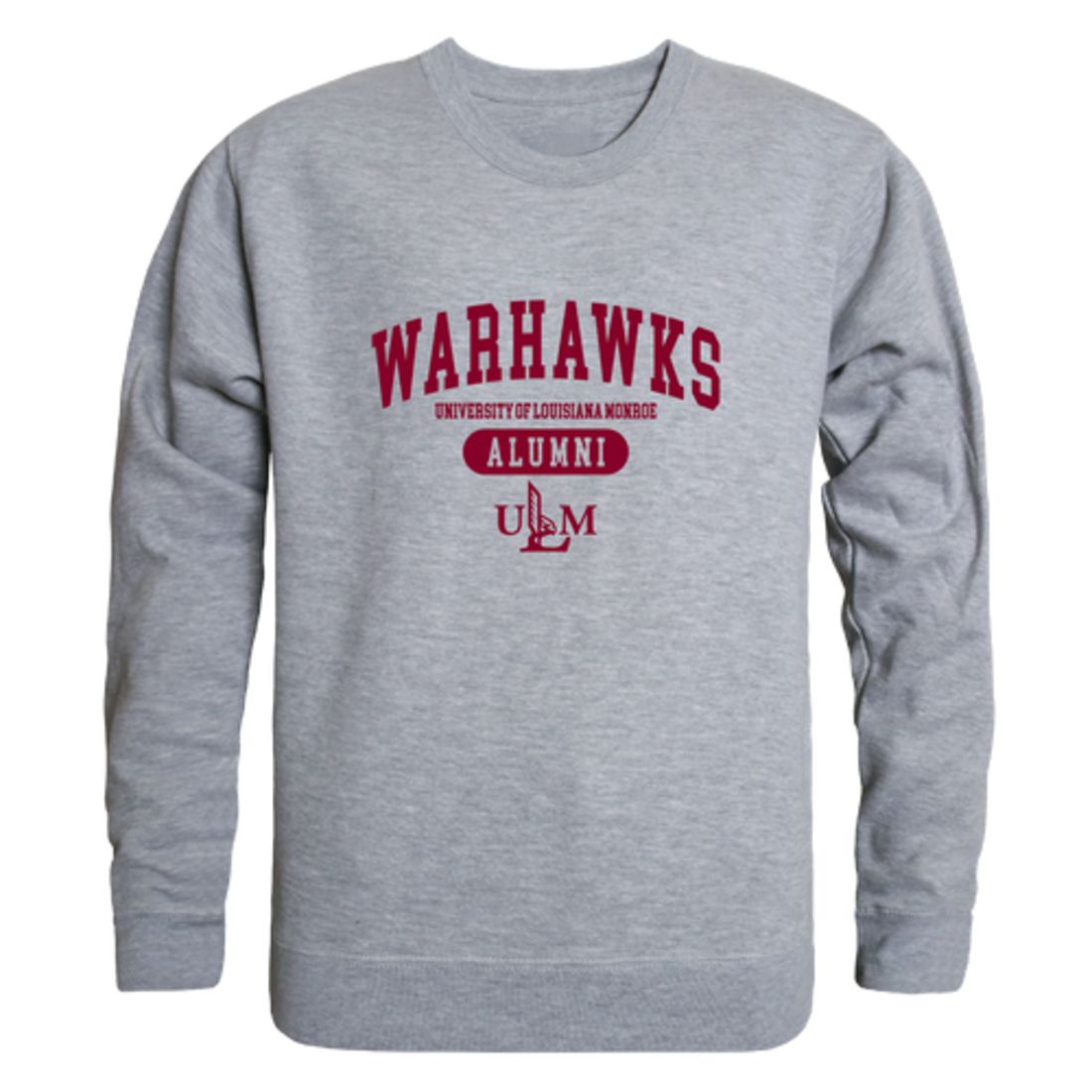 ULM University of Louisiana Monroe Warhawks Alumni Fleece Crewneck Pullover Sweatshirt Heather Gray-Campus-Wardrobe