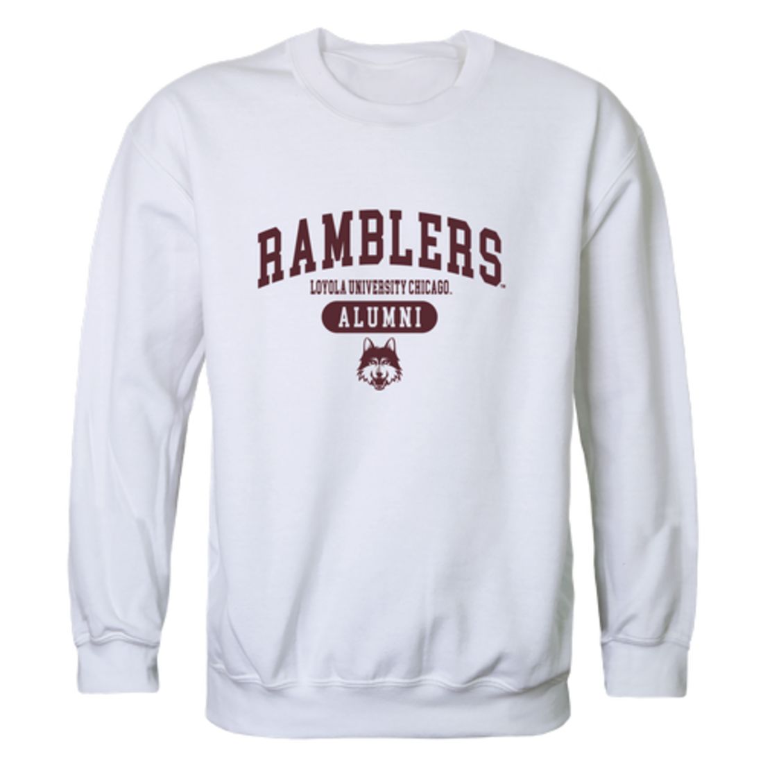 LUC Loyola University Chicago Ramblers Alumni Fleece Crewneck Pullover Sweatshirt Heather Gray-Campus-Wardrobe