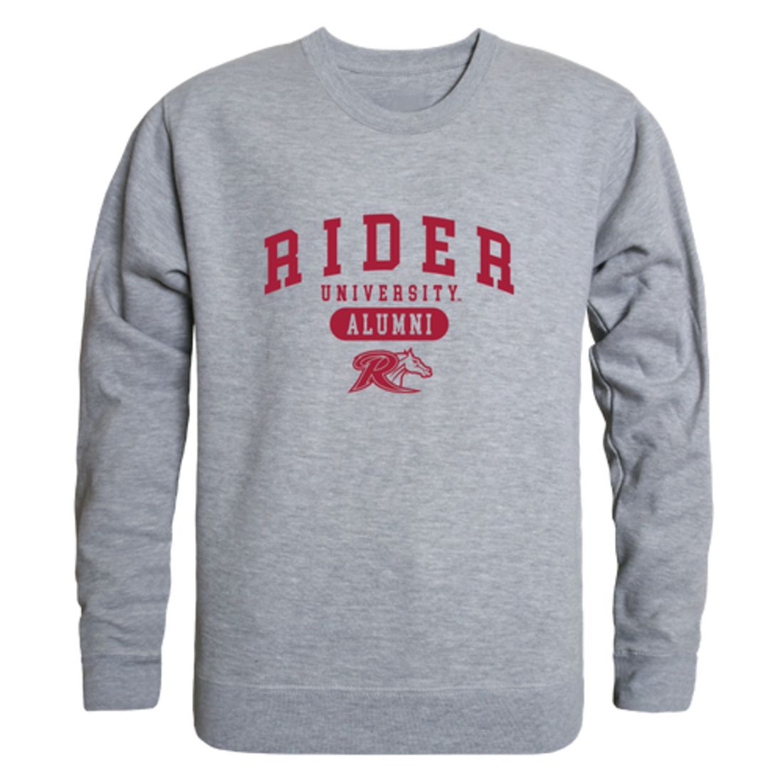 Rider University Broncs Alumni Fleece Crewneck Pullover Sweatshirt Heather Charcoal-Campus-Wardrobe