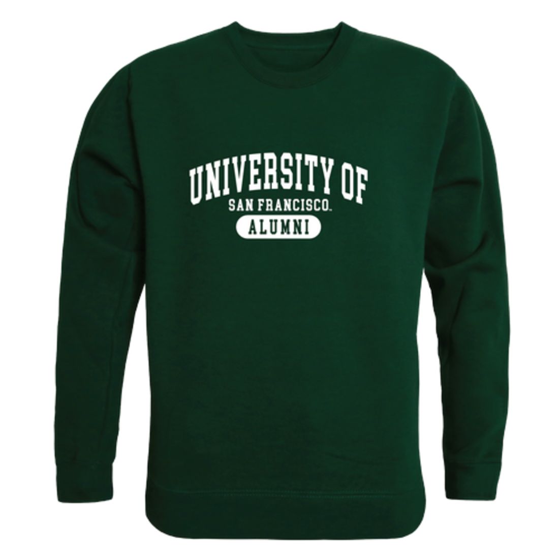 USFCA University of San Francisco Dons Alumni Fleece Crewneck Pullover Sweatshirt Forest-Campus-Wardrobe