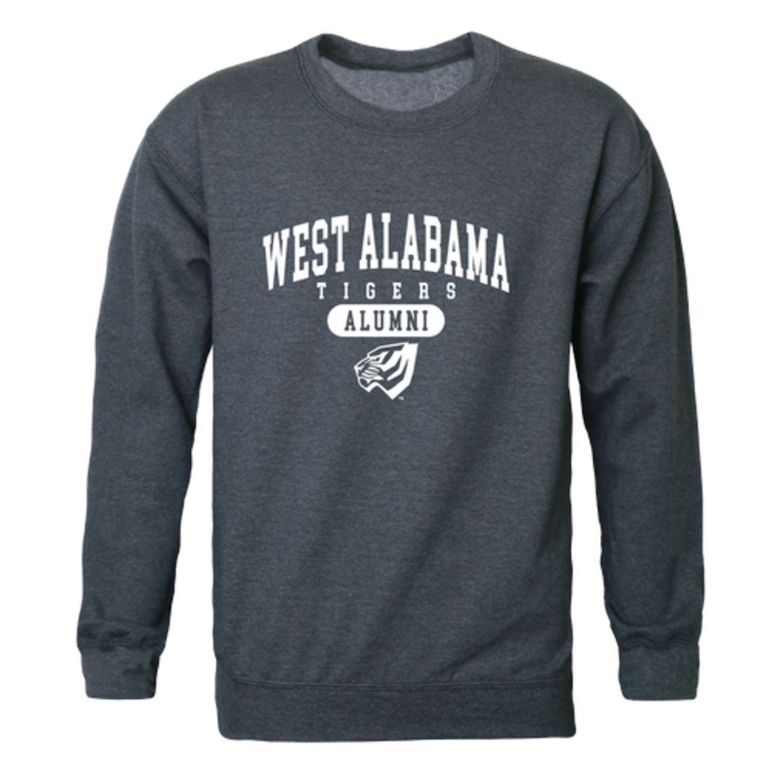 UWA University of West Alabama Tigers Alumni Fleece Crewneck Pullover Sweatshirt Heather Charcoal-Campus-Wardrobe