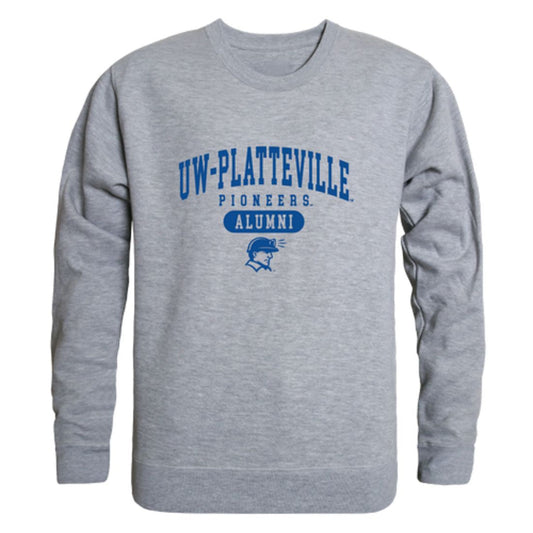 UW University of Wisconsin Platteville Pioneers Alumni Fleece Crewneck Pullover Sweatshirt Heather Gray-Campus-Wardrobe