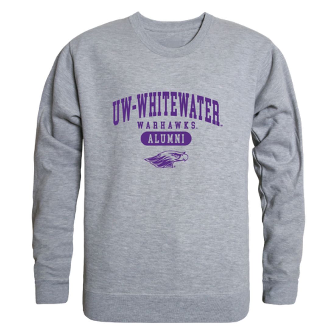 UWW University of Wisconsin Whitewater Warhawks Alumni Fleece Crewneck Pullover Sweatshirt Heather Charcoal-Campus-Wardrobe