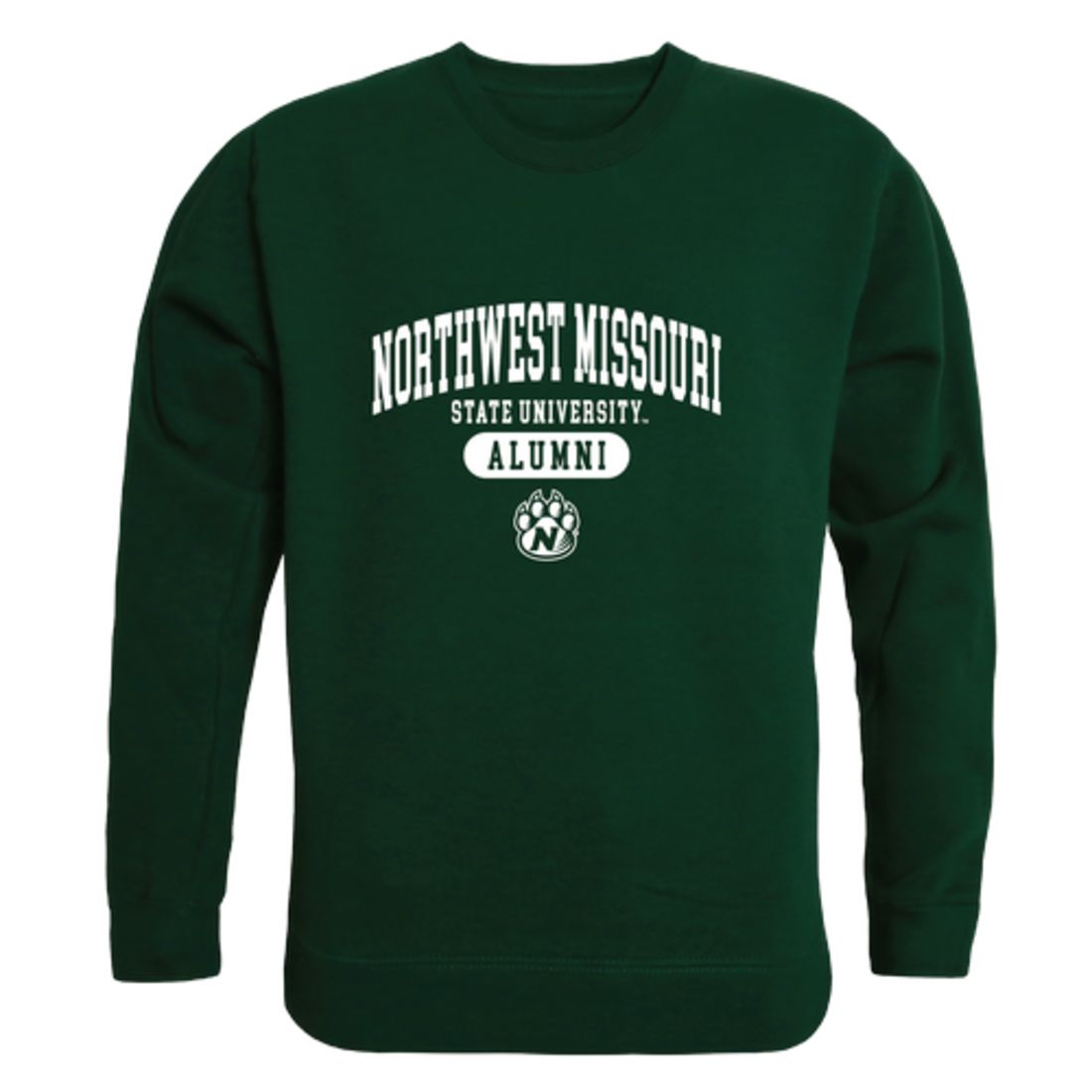 NW Northwest Missouri State University Bearcat Alumni Fleece Crewneck Pullover Sweatshirt Forest-Campus-Wardrobe