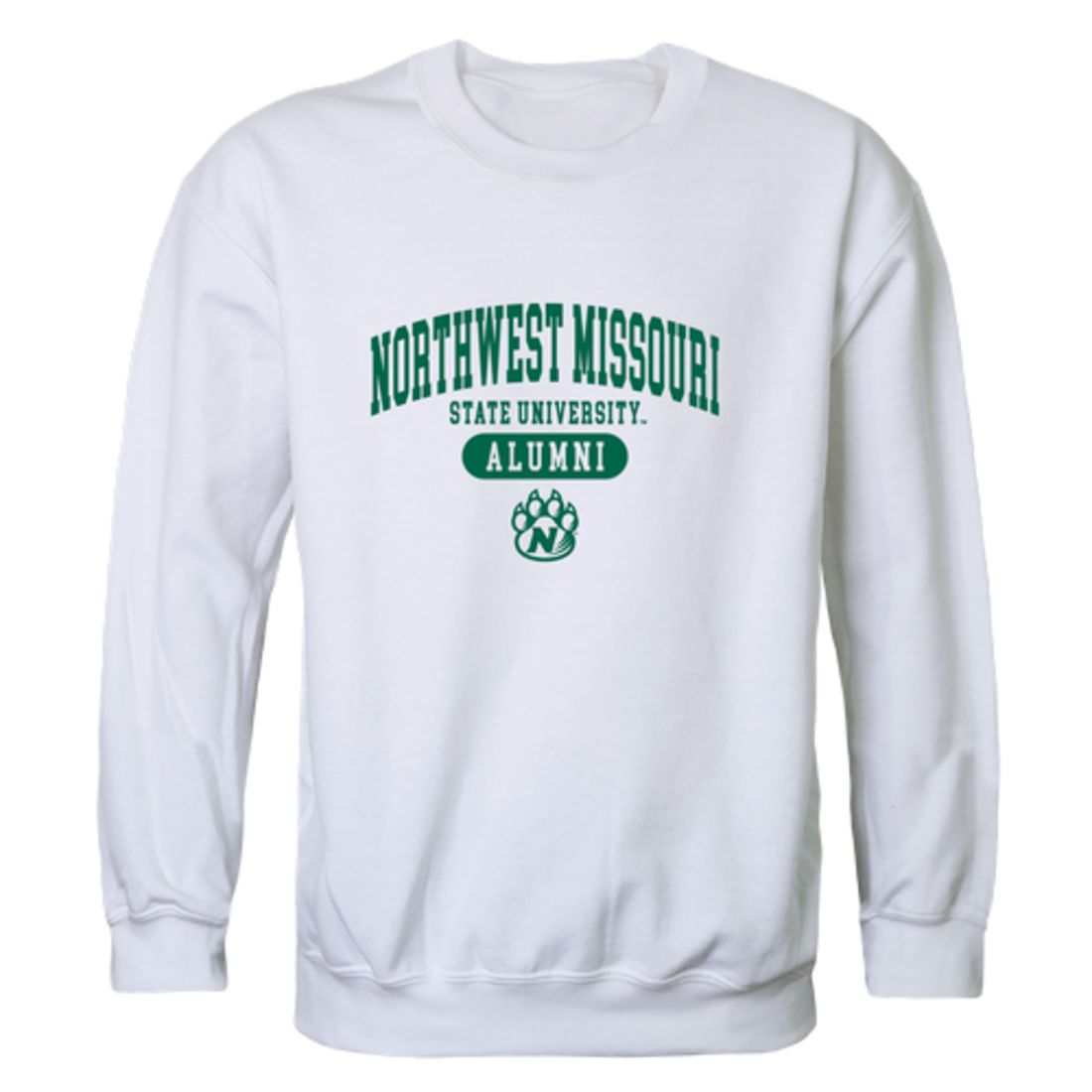 NW Northwest Missouri State University Bearcat Alumni Fleece Crewneck Pullover Sweatshirt Forest-Campus-Wardrobe