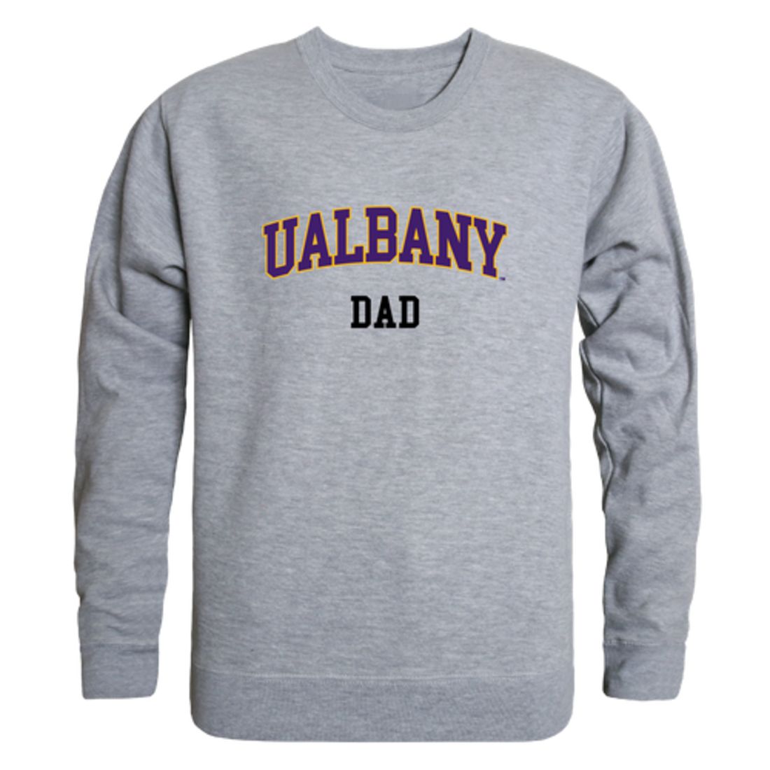 UAlbany University of Albany The Great Danes Dad Fleece Crewneck Pullover Sweatshirt Heather Charcoal-Campus-Wardrobe