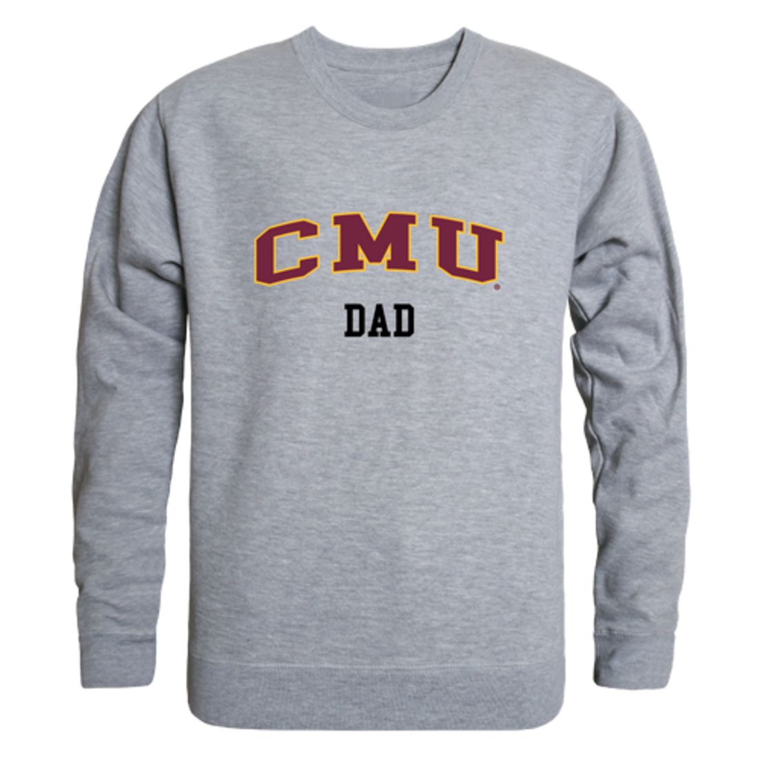 CMU Central Michigan University Chippewas Dad Fleece Crewneck Pullover Sweatshirt Heather Grey-Campus-Wardrobe