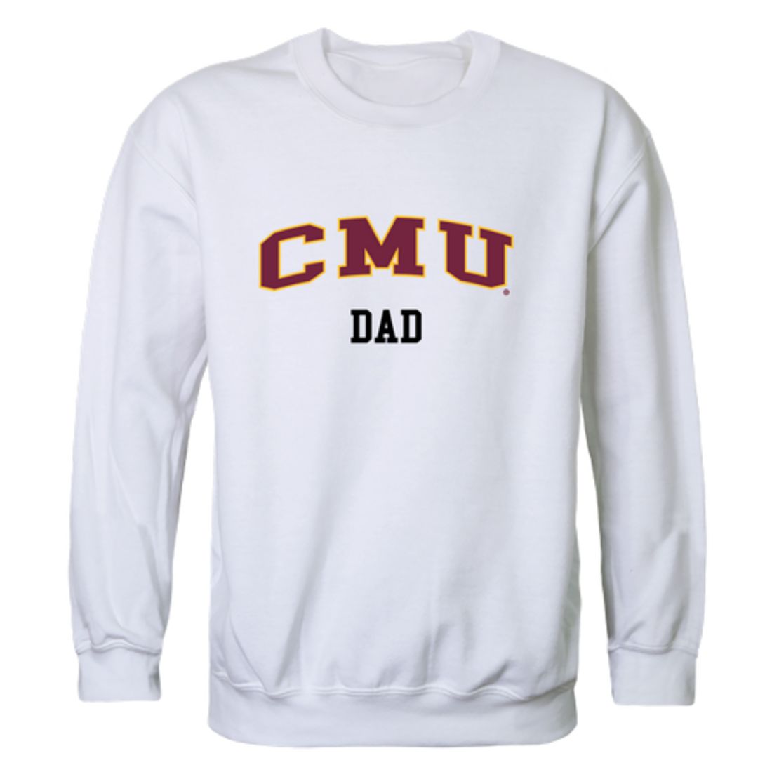 CMU Central Michigan University Chippewas Dad Fleece Crewneck Pullover Sweatshirt Heather Grey-Campus-Wardrobe