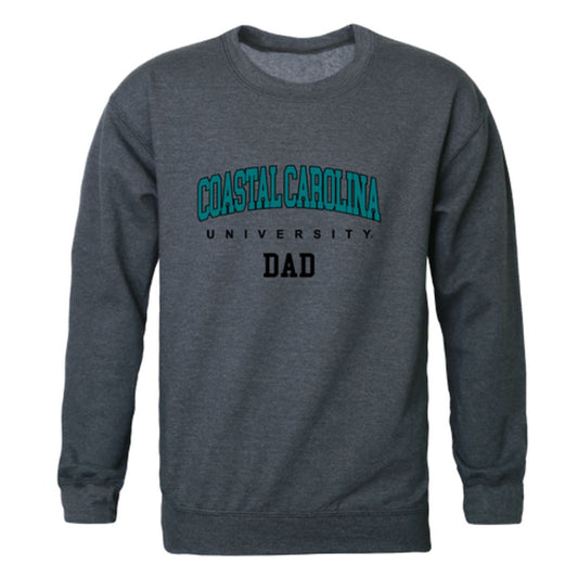 CCU Coastal Carolina University Chanticleers Dad Fleece Crewneck Pullover Sweatshirt Heather Charcoal-Campus-Wardrobe