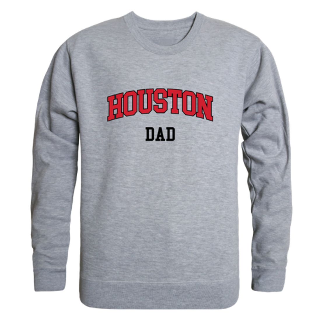 UH University of Houston Cougars Dad Fleece Crewneck Pullover Sweatshirt Heather Grey-Campus-Wardrobe
