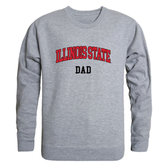 ISU Illinois State University Redbirds Dad Fleece Crewneck Pullover Sweatshirt Heather Grey-Campus-Wardrobe