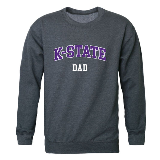 KSU Kansas State University Wildcats Dad Fleece Crewneck Pullover Sweatshirt Heather Charcoal-Campus-Wardrobe