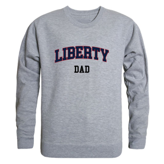 Liberty University Flames Dad Fleece Crewneck Pullover Sweatshirt Heather Grey-Campus-Wardrobe