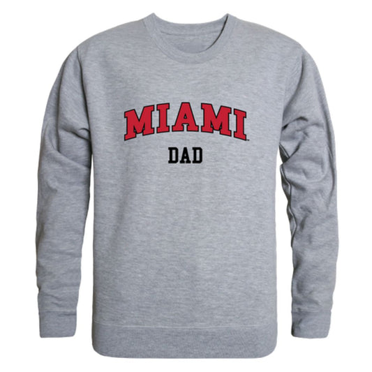 Miami University RedHawks Dad Fleece Crewneck Pullover Sweatshirt Heather Grey-Campus-Wardrobe