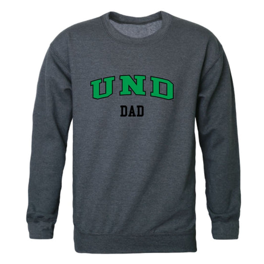 UND University of North Dakota Fighting Hawks Dad Fleece Crewneck Pullover Sweatshirt Heather Charcoal-Campus-Wardrobe