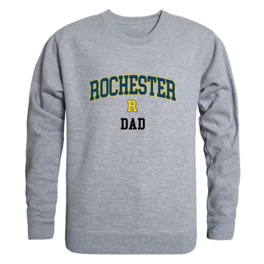 University of Rochester Yellowjackets Dad Fleece Crewneck Pullover Sweatshirt Heather Grey-Campus-Wardrobe