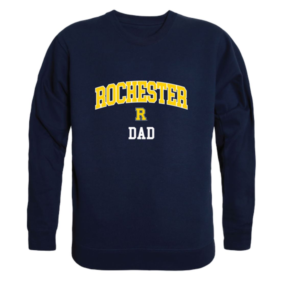 University of Rochester Yellowjackets Dad Fleece Crewneck Pullover Sweatshirt Heather Grey-Campus-Wardrobe