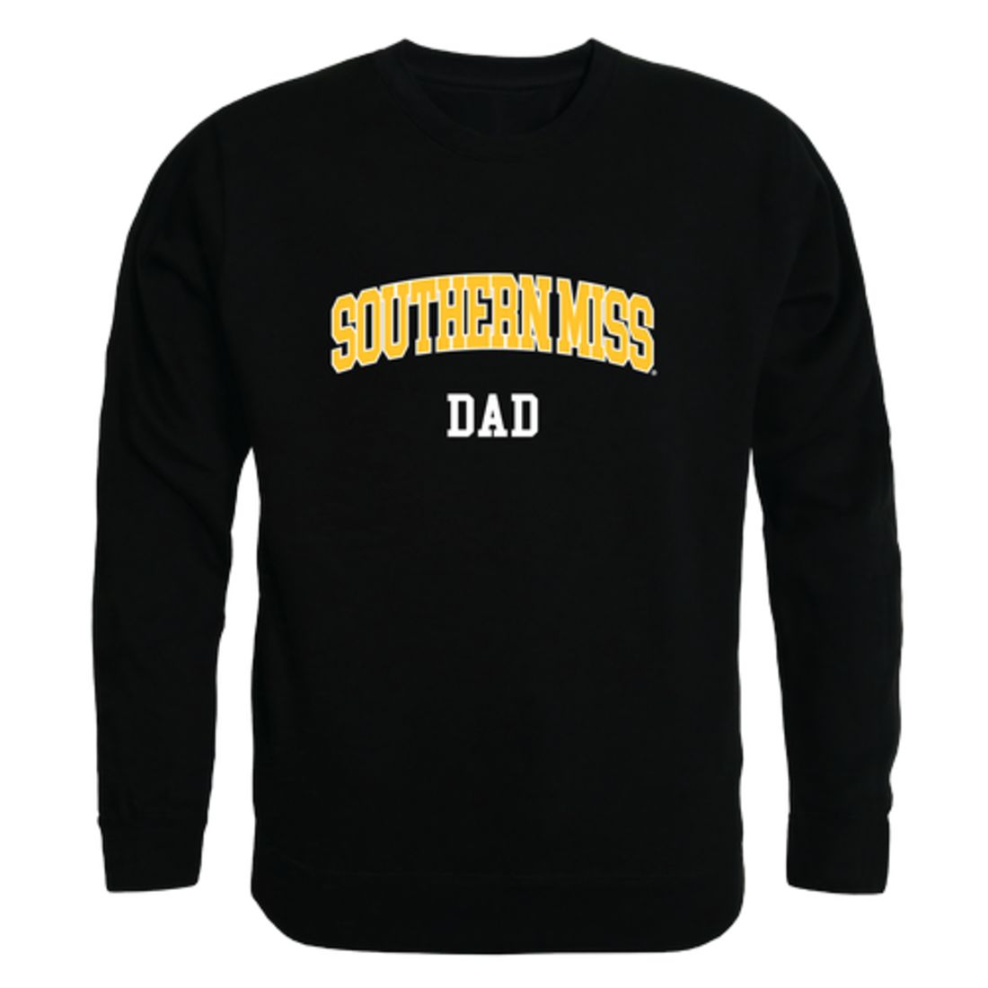 USM University of Southern Mississippi Golden Eagles Dad Fleece Crewneck Pullover Sweatshirt Black-Campus-Wardrobe