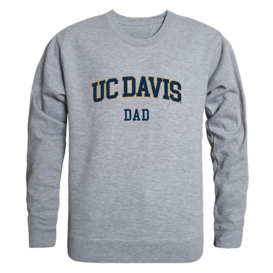 UC Davis University of California Aggies Dad Fleece Crewneck Pullover Sweatshirt Heather Grey-Campus-Wardrobe