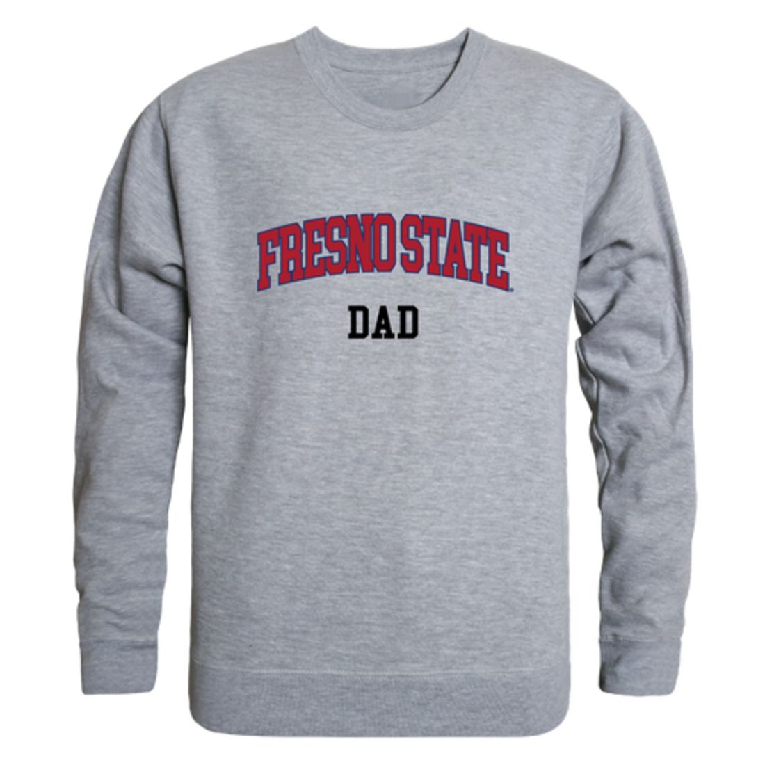 Fresno State University Bulldogs Dad Fleece Crewneck Pullover Sweatshirt Heather Grey-Campus-Wardrobe