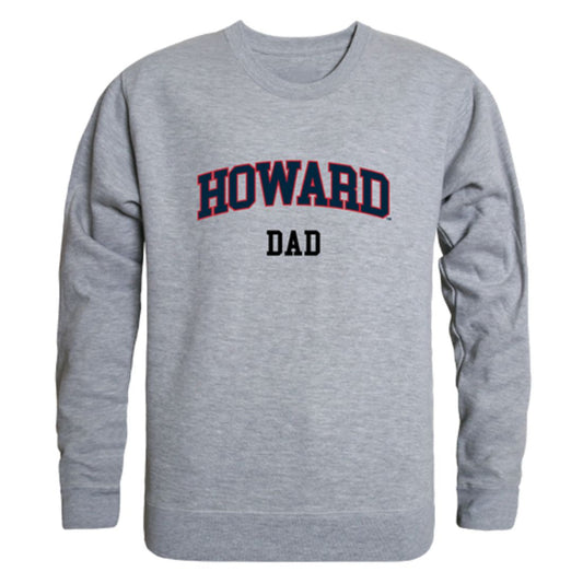 Howard University Bison Dad Fleece Crewneck Pullover Sweatshirt Heather Grey-Campus-Wardrobe