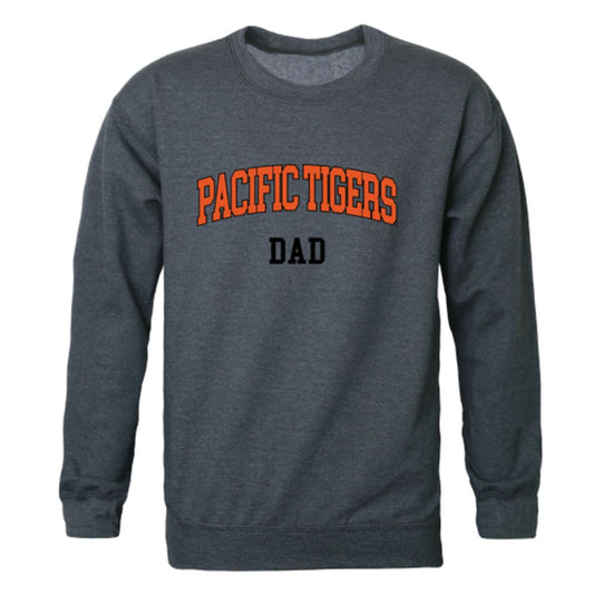 University of the Pacific Tigers Dad Fleece Crewneck Pullover Sweatshirt Heather Charcoal-Campus-Wardrobe
