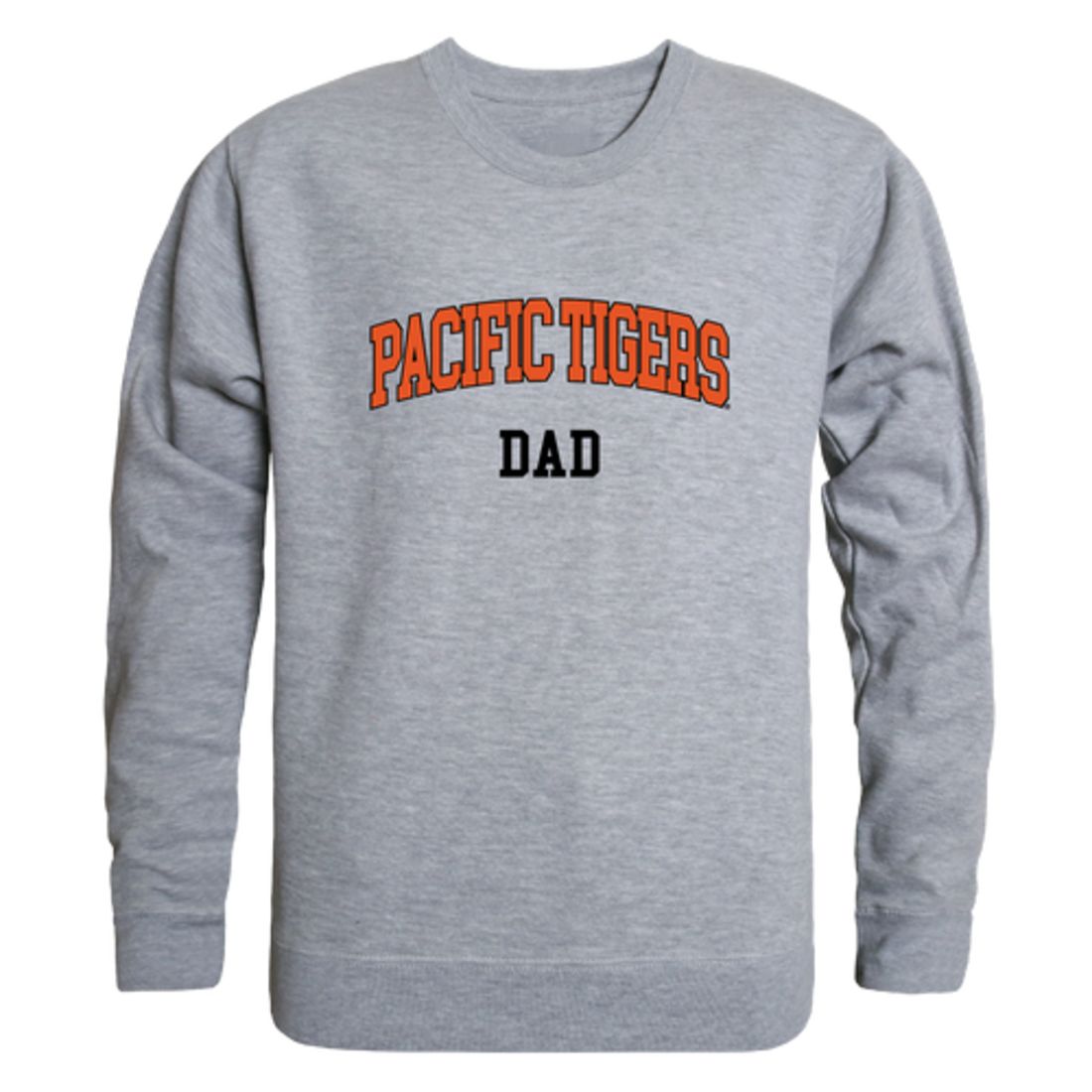 University of the Pacific Tigers Dad Fleece Crewneck Pullover Sweatshirt Heather Charcoal-Campus-Wardrobe