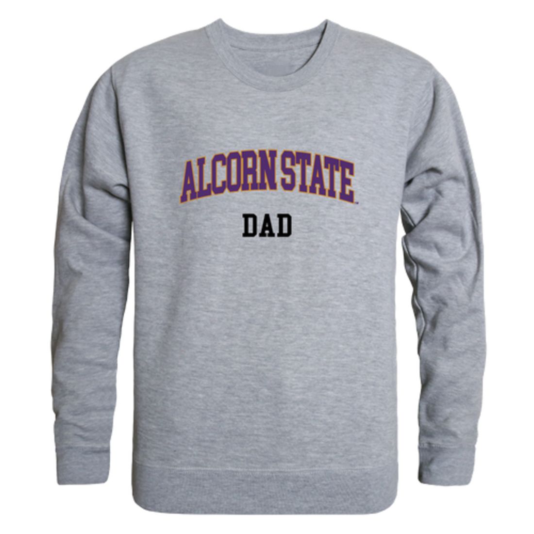 Alcorn State University Braves Dad Fleece Crewneck Pullover Sweatshirt Heather Charcoal-Campus-Wardrobe