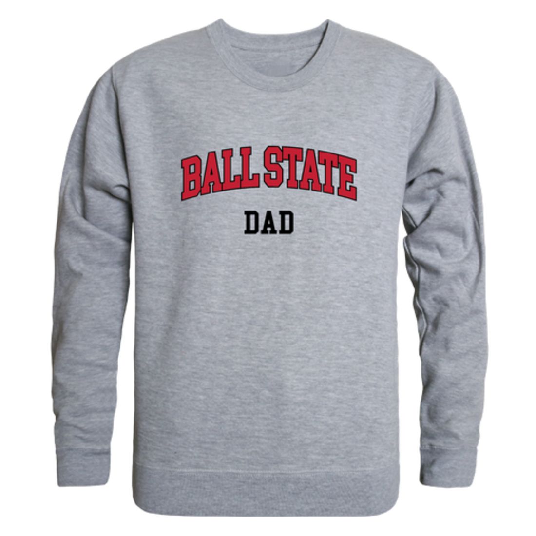 BSU Ball State University Cardinals Dad Fleece Crewneck Pullover Sweatshirt Heather Grey-Campus-Wardrobe