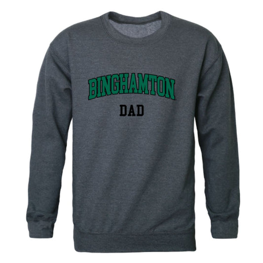 SUNY Binghamton University Bearcats Dad Fleece Crewneck Pullover Sweatshirt Heather Charcoal-Campus-Wardrobe