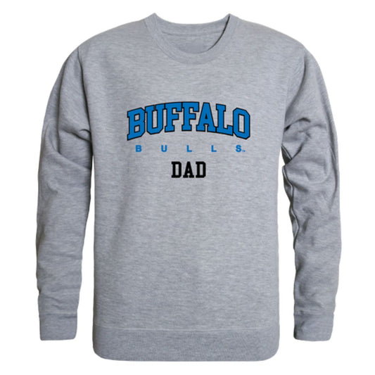 SUNY University at Buffalo Bulls Dad Fleece Crewneck Pullover Sweatshirt Heather Grey-Campus-Wardrobe