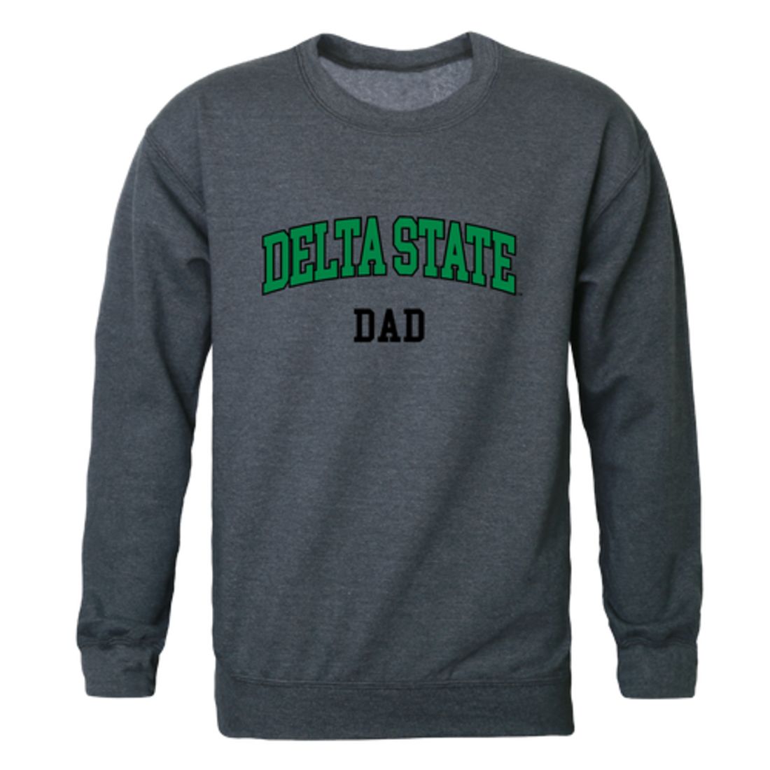 DSU Delta State University Statesmen Dad Fleece Crewneck Pullover Sweatshirt Heather Charcoal-Campus-Wardrobe