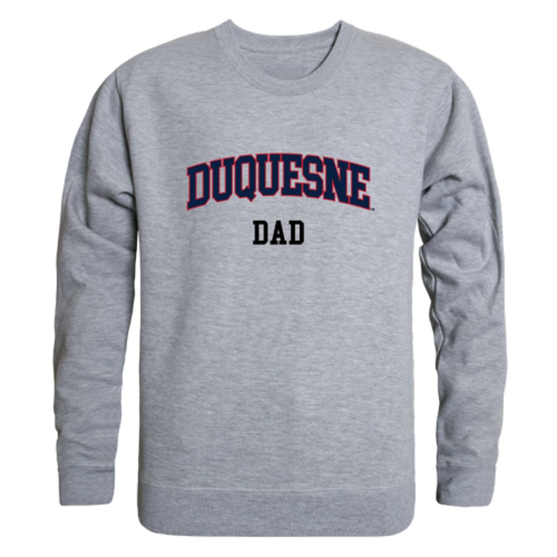 Duquesne University Dukes Dad Fleece Crewneck Pullover Sweatshirt Heather Grey-Campus-Wardrobe