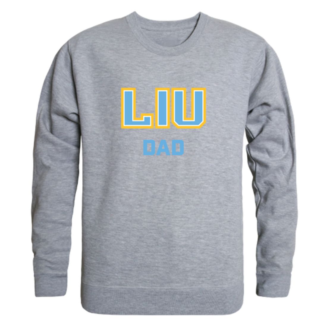 LIU Long Island University Post Pioneers Dad Fleece Crewneck Pullover Sweatshirt Heather Charcoal-Campus-Wardrobe