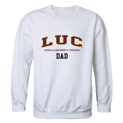 LUC Loyola University Chicago Ramblers Dad Fleece Crewneck Pullover Sweatshirt Heather Grey-Campus-Wardrobe