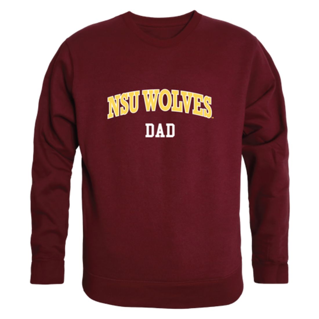 NSU Northern State University Wolves Dad Fleece Crewneck Pullover Sweatshirt Heather Grey-Campus-Wardrobe