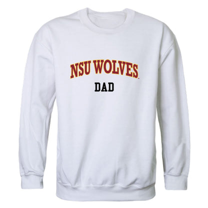 NSU Northern State University Wolves Dad Fleece Crewneck Pullover Sweatshirt Heather Grey-Campus-Wardrobe