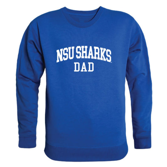 Mouseover Image, NSU Nova Southeastern University Sharks Dad Fleece Crewneck Pullover Sweatshirt Heather Grey-Campus-Wardrobe