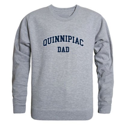 QU Quinnipiac University Bobcats Dad Fleece Crewneck Pullover Sweatshirt Heather Grey-Campus-Wardrobe